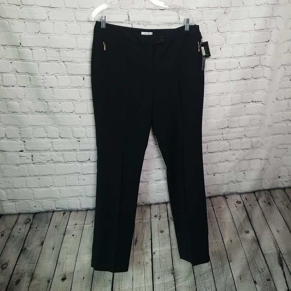 Tahari Arthur S Levine Black Flat Front Pants Size 10